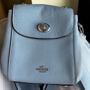 Coach Light Blue Leather Backpack